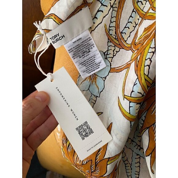 tory burch climbing palms square scarf cotton 36”x36” $228 #144936 - Picture 8 of 11